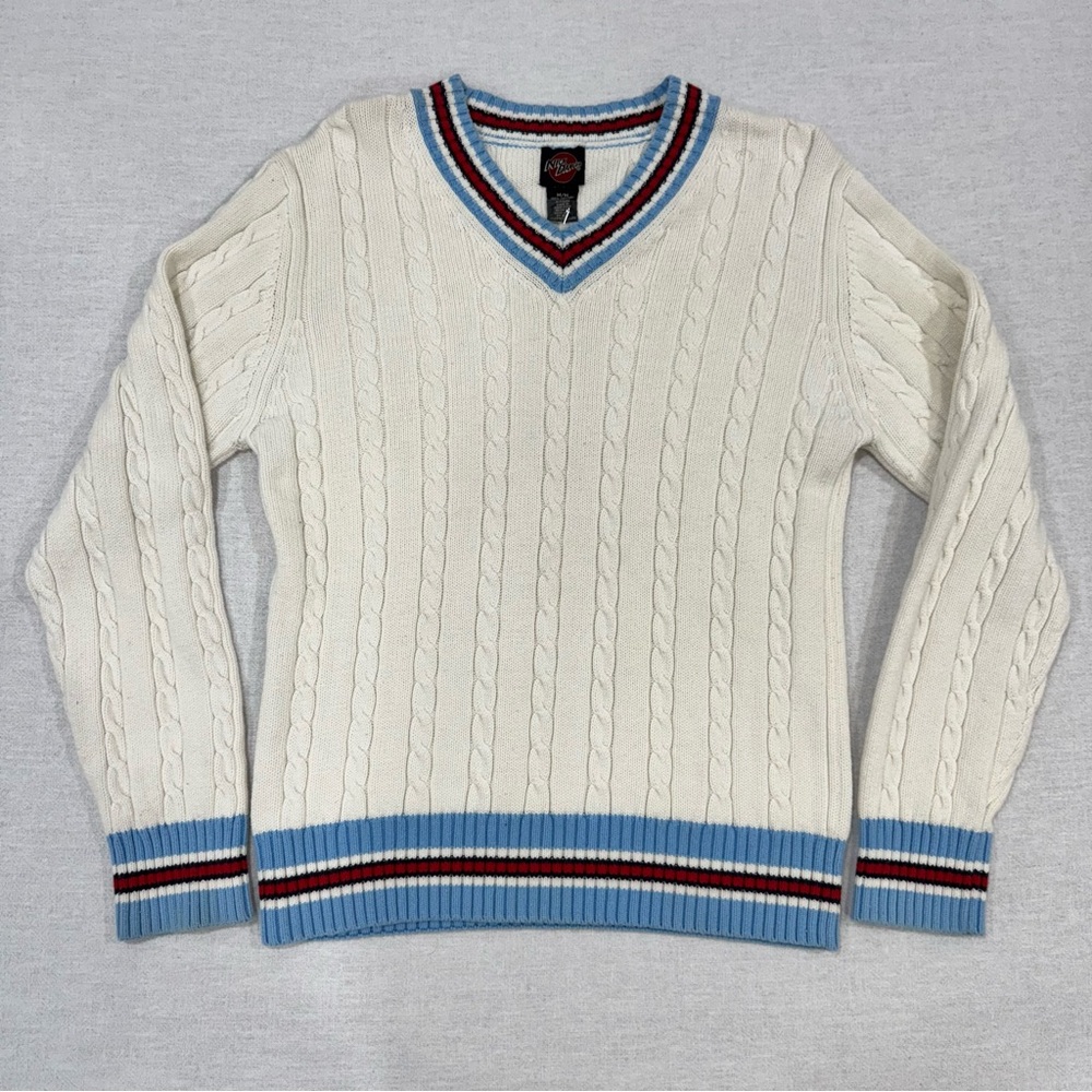 Nick Danger Vintage V Neck Varsity Sweater Medium 100% Cotton